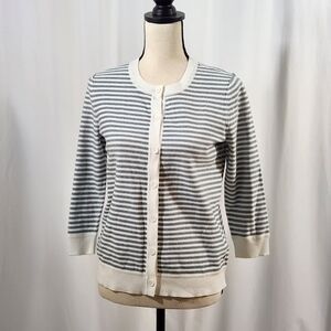 Eddie Bauer Blue White Striped Cardigan